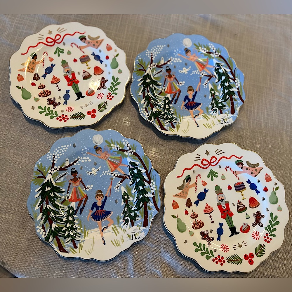 Rifle Paper Co for Anthropologie Nutcracker Christmas Plates VERY RARE